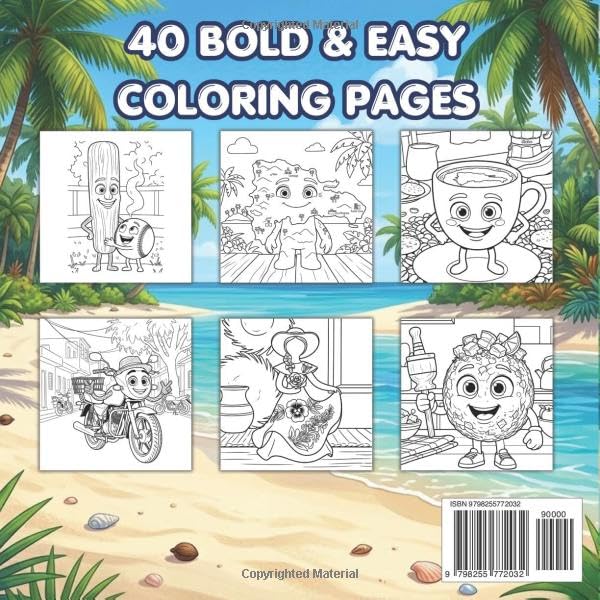 Dominican Tropical Cartoons | Coloring Book for Adults and Kids