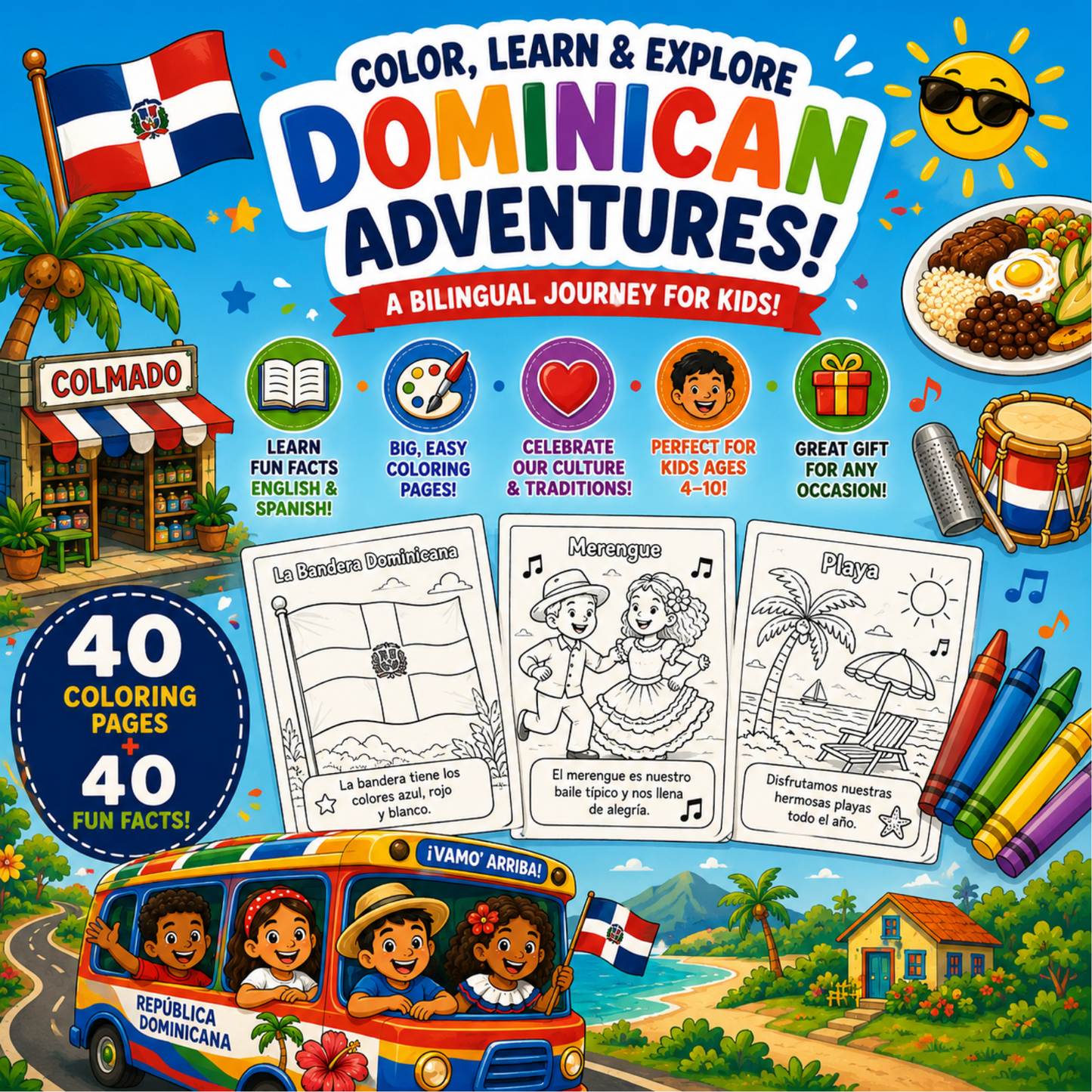 Aventures de coloriage dominicaines