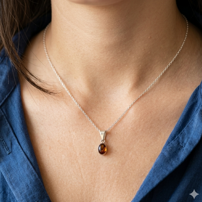 Pendente in ambra dominicana in argento sterling – Gemma naturale caraibica