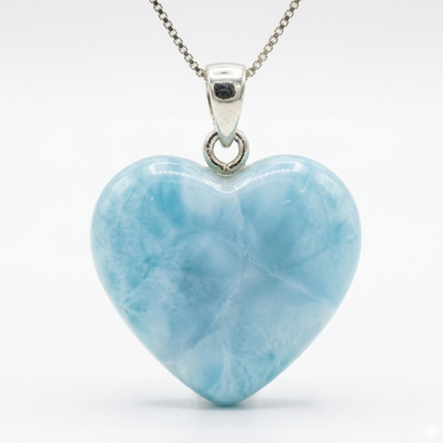 Pendente a forma di cuore in larimar