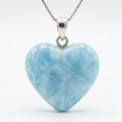 Pendente a forma di cuore in larimar