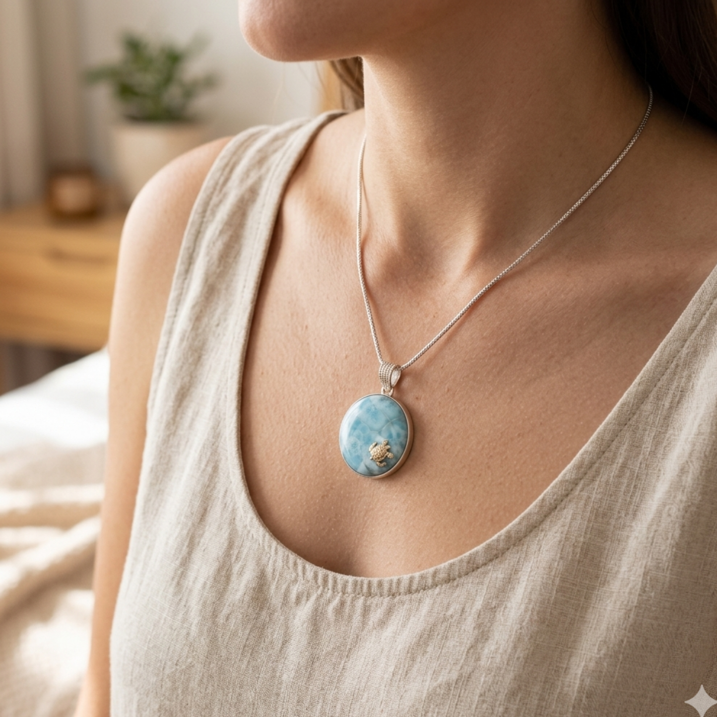 Pendente marino minimal in larimar