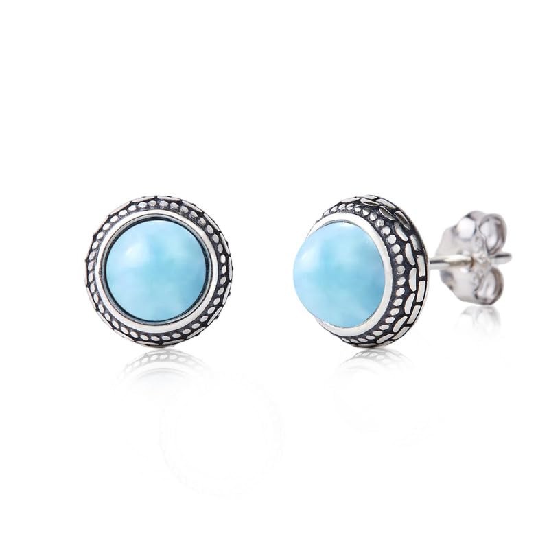 Orecchini a Bottone Larimar in Argento 925 | Amazon