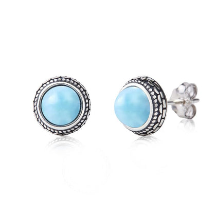 Orecchini a Bottone Larimar in Argento 925 | Amazon
