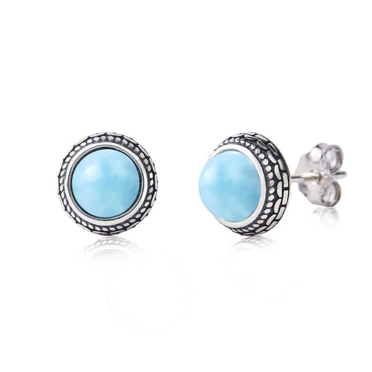 Orecchini a Bottone Larimar in Argento 925 | Amazon