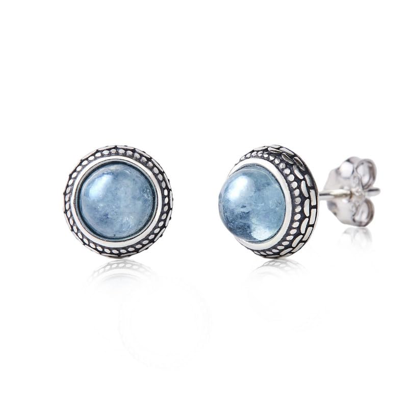 Orecchini a Bottone Larimar in Argento 925 | Amazon