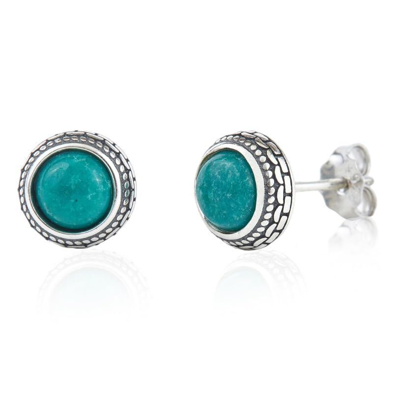Orecchini a Bottone Larimar in Argento 925 | Amazon