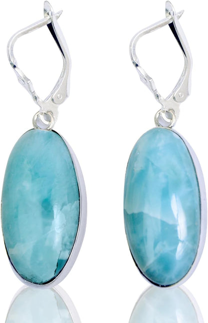 Larimar Oval Earrings 925 Silver | Amazon