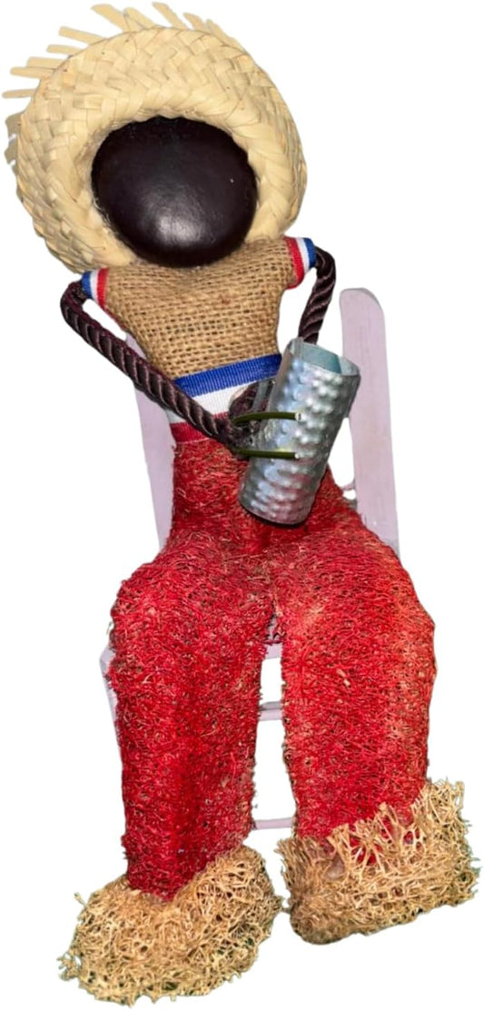 Bambola Dominicana Senza Volto Musicista, Figurina in Argilla Fatta a Mano, Cappello di Paglia, Decorazione Culturale per la Casa Caraibica, Regalo Unico (Cappello di Paglia)