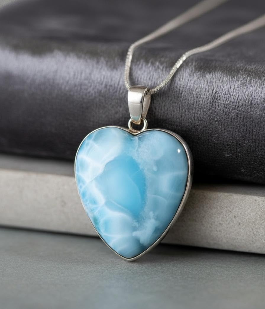 Collier Cœur Larimar Argent 925 | Amazon
