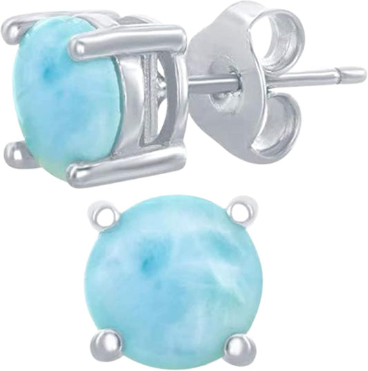 Orecchini a Bottone Larimar in Argento 925 | Amazon