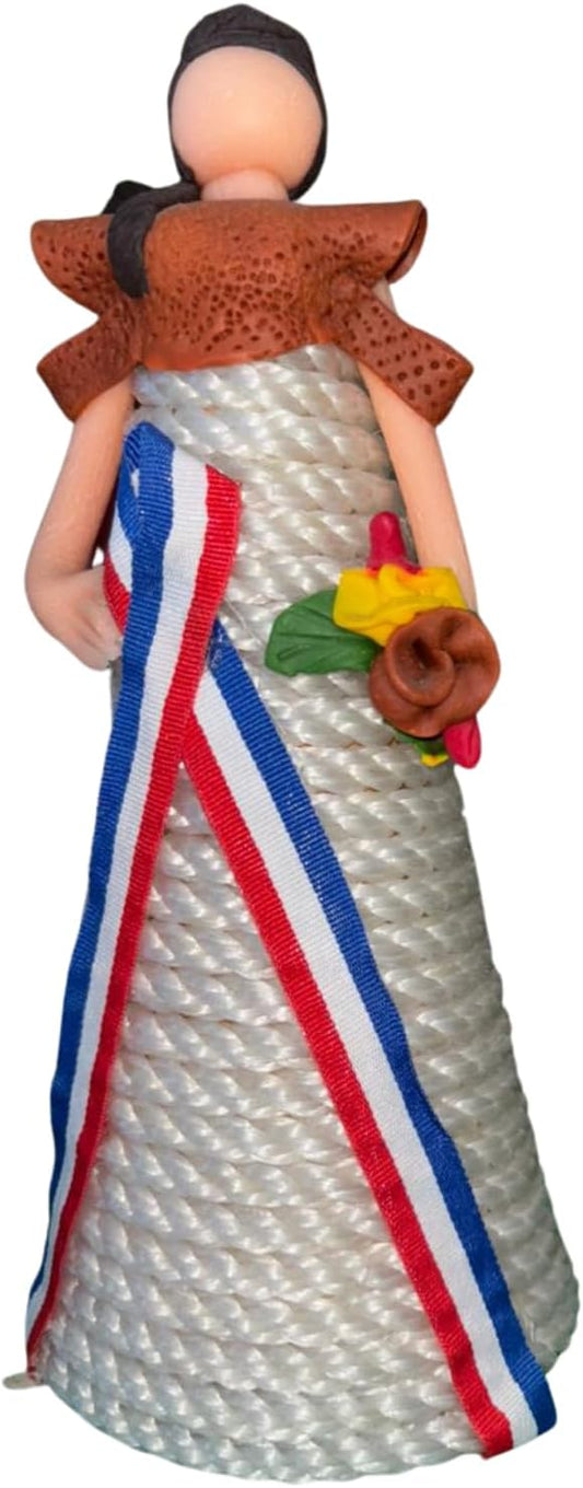 Bambola Dominicana Senza Volto, Figurina Culturale Fatta a Mano con Vestito a Bandiera, Decorazione Tradizionale per la Casa Caraibica