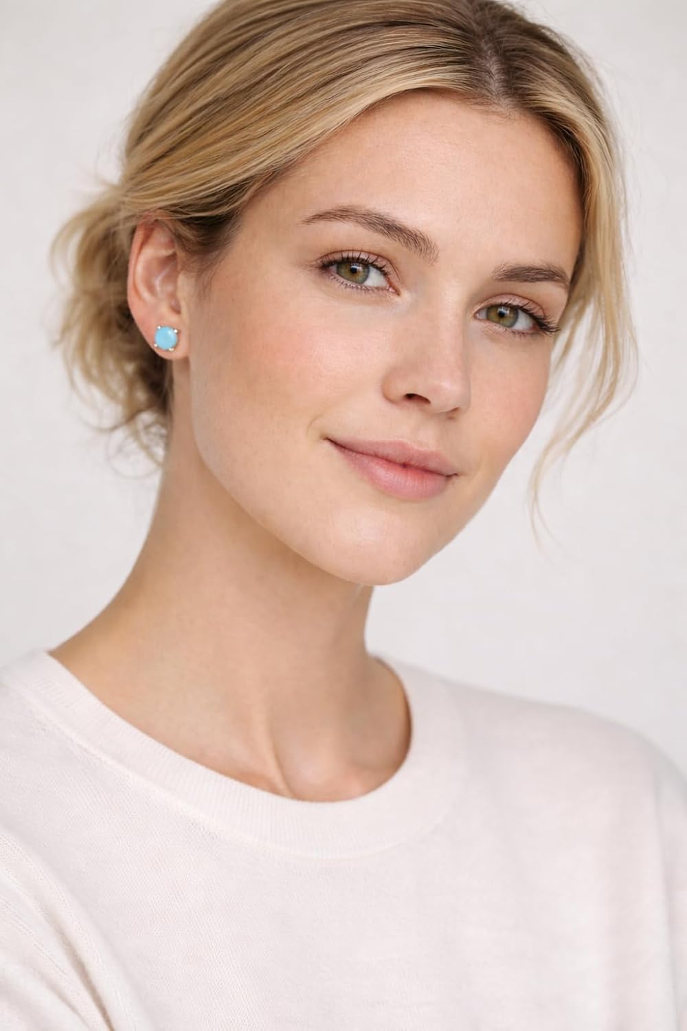 Boucles d'oreilles clous en larimar argent 925 | Amazon