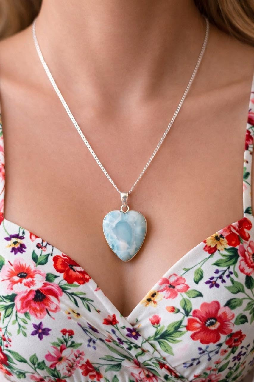 Collier Cœur Larimar Argent 925 | Amazon