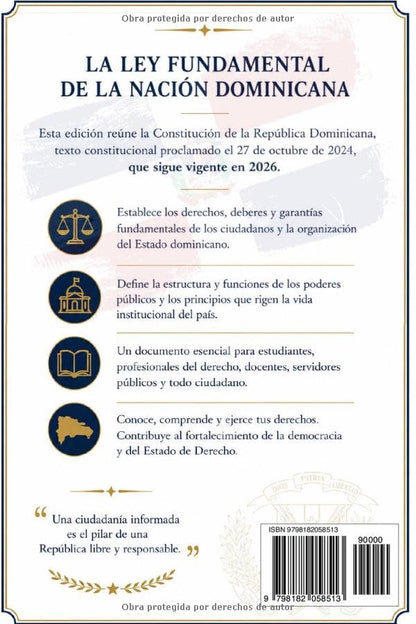 Constitución de la República Dominicana: Última versión vigente: texto constitucional proclamado el 27 de octubre de 2024 (Biblioteca Jurídica de la República Dominicana) (Spanish Edition)