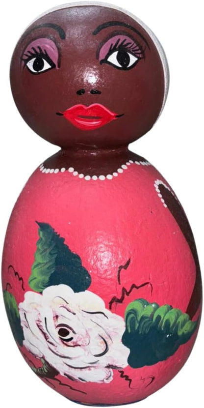 Poupée dominicaine artisanale en calebasse Higüero, figurine caribéenne peinte à la main, décoration d'intérieur culturelle, pièce artisanale