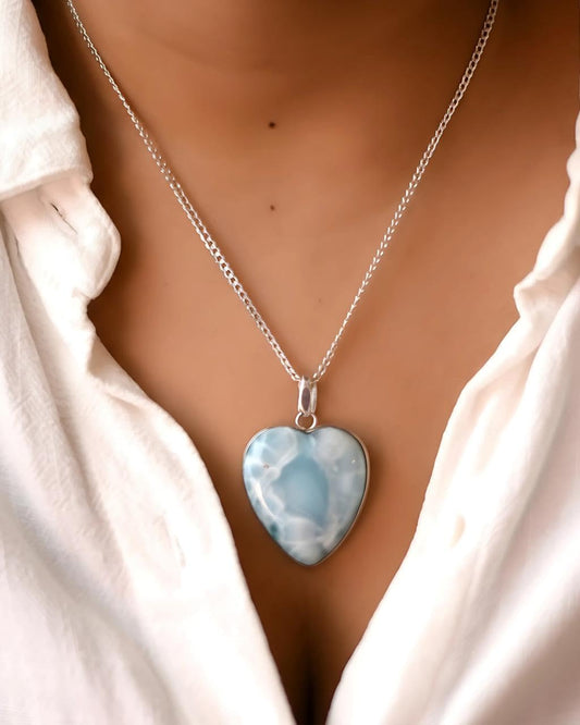 Collana a Cuore Larimar in Argento 925 | Amazon