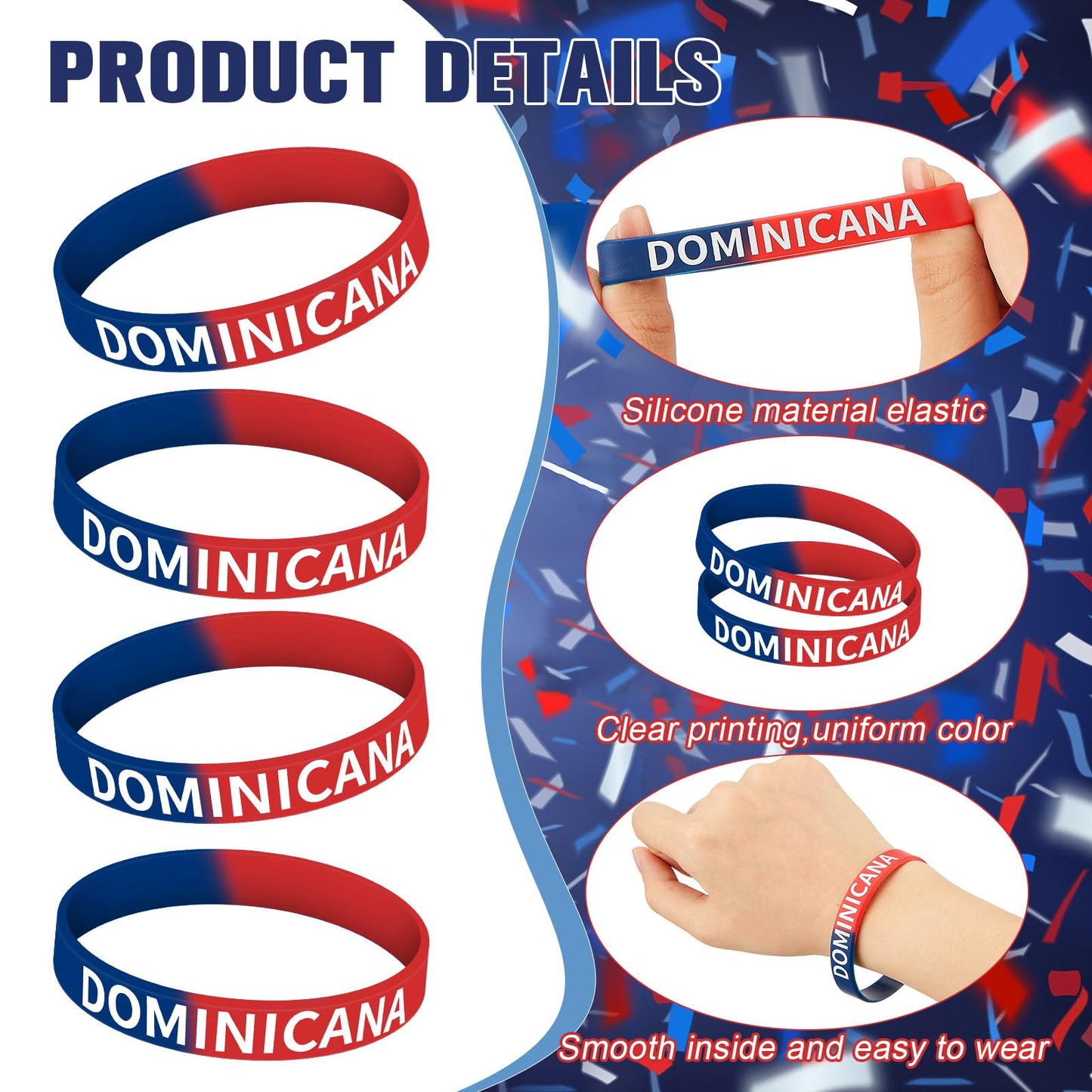 Braccialetti in Silicone della Repubblica Dominicana – 60 Braccialetti da Festa