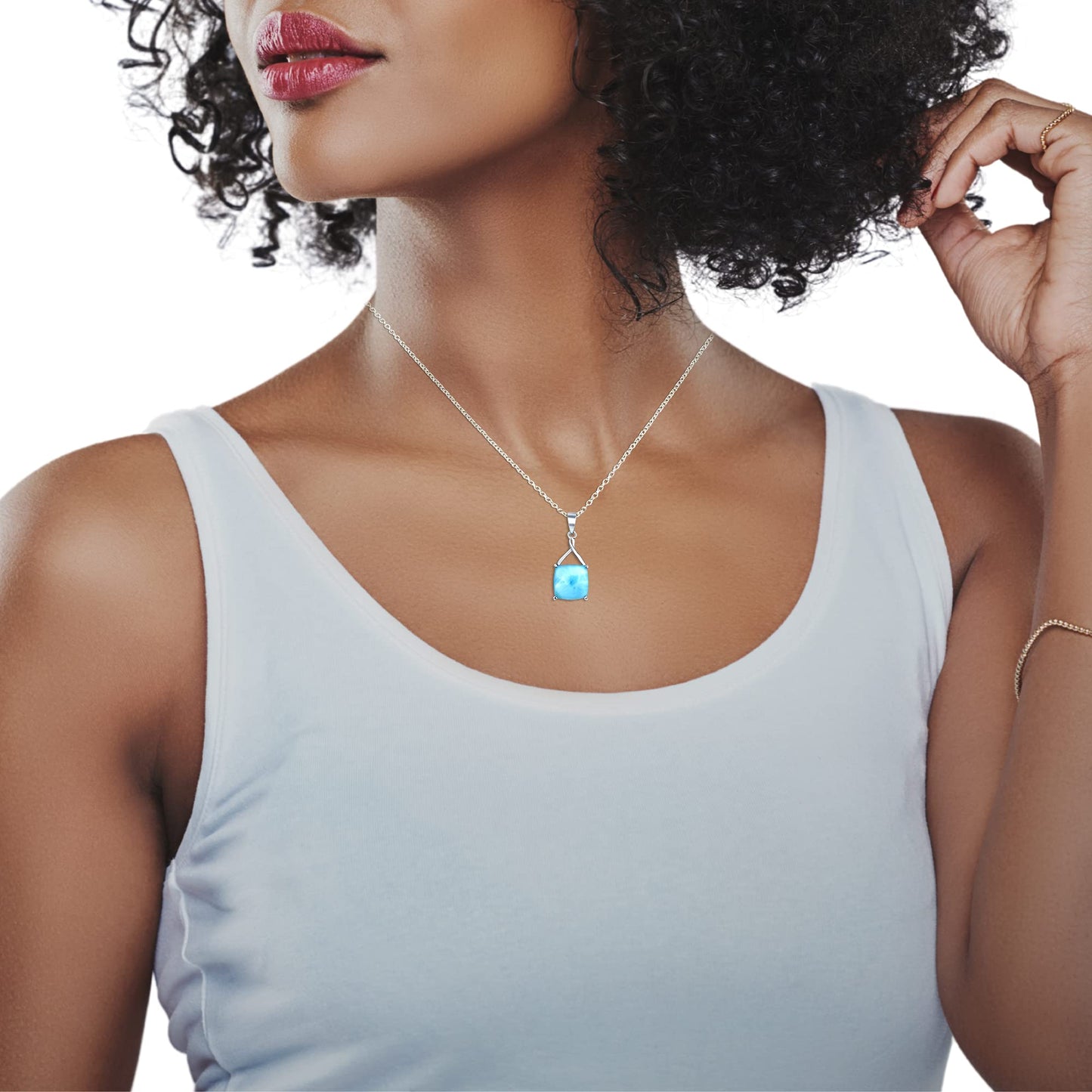 Collana Larimar a Taglio Cuscino | Amazon