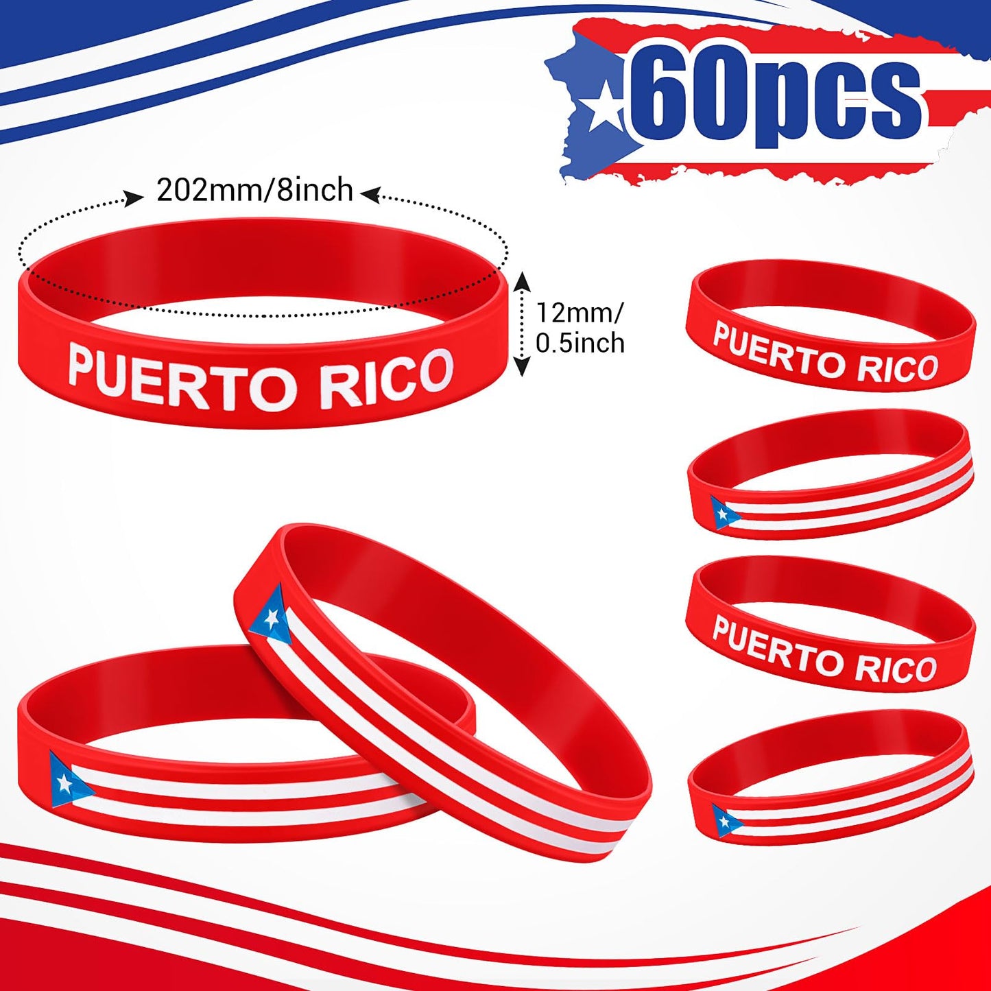 Braccialetti in Silicone della Repubblica Dominicana – 60 Braccialetti da Festa