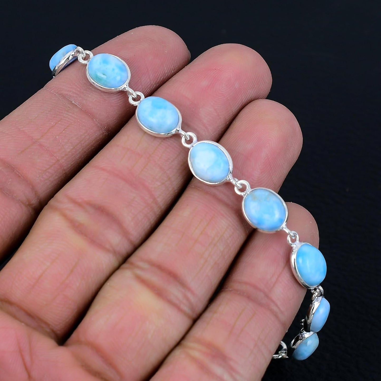 Bracelet de tennis en larimar argent 925 | Amazon