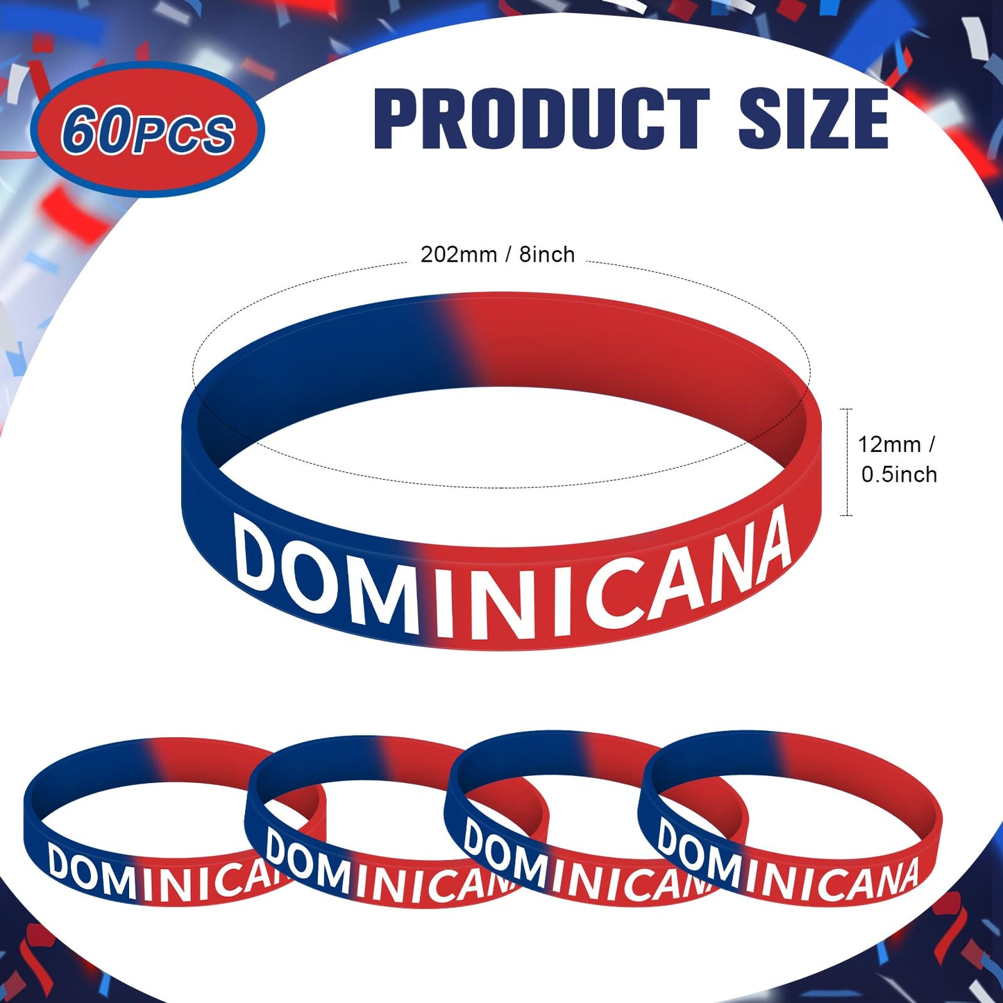 Braccialetti in Silicone della Repubblica Dominicana – 60 Braccialetti da Festa