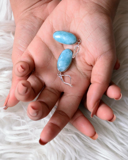 Larimar Oval Earrings 925 Silver | Amazon