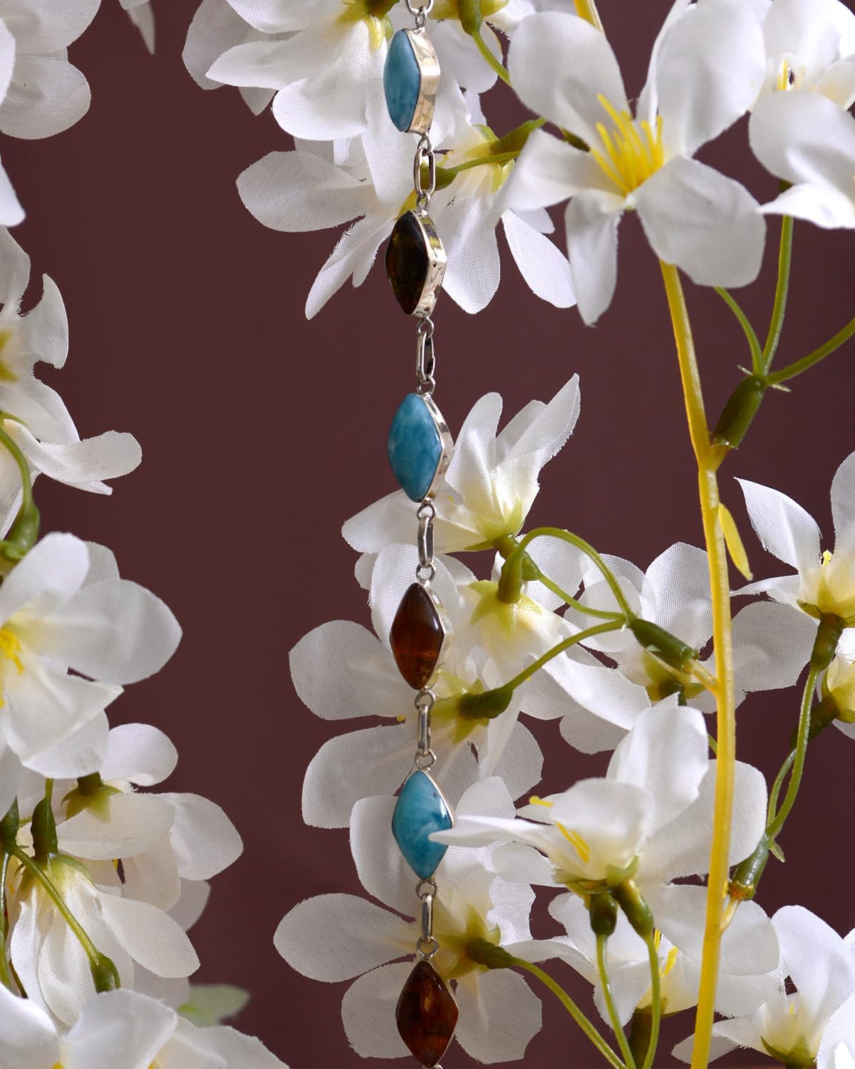 Bracelet Larimar et Ambre Argent 925 | Amazon