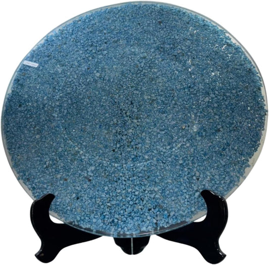 Blue Stone Round Decorative Tray, Handmade Artisan Accent Piece, Coastal Beach Home Decor