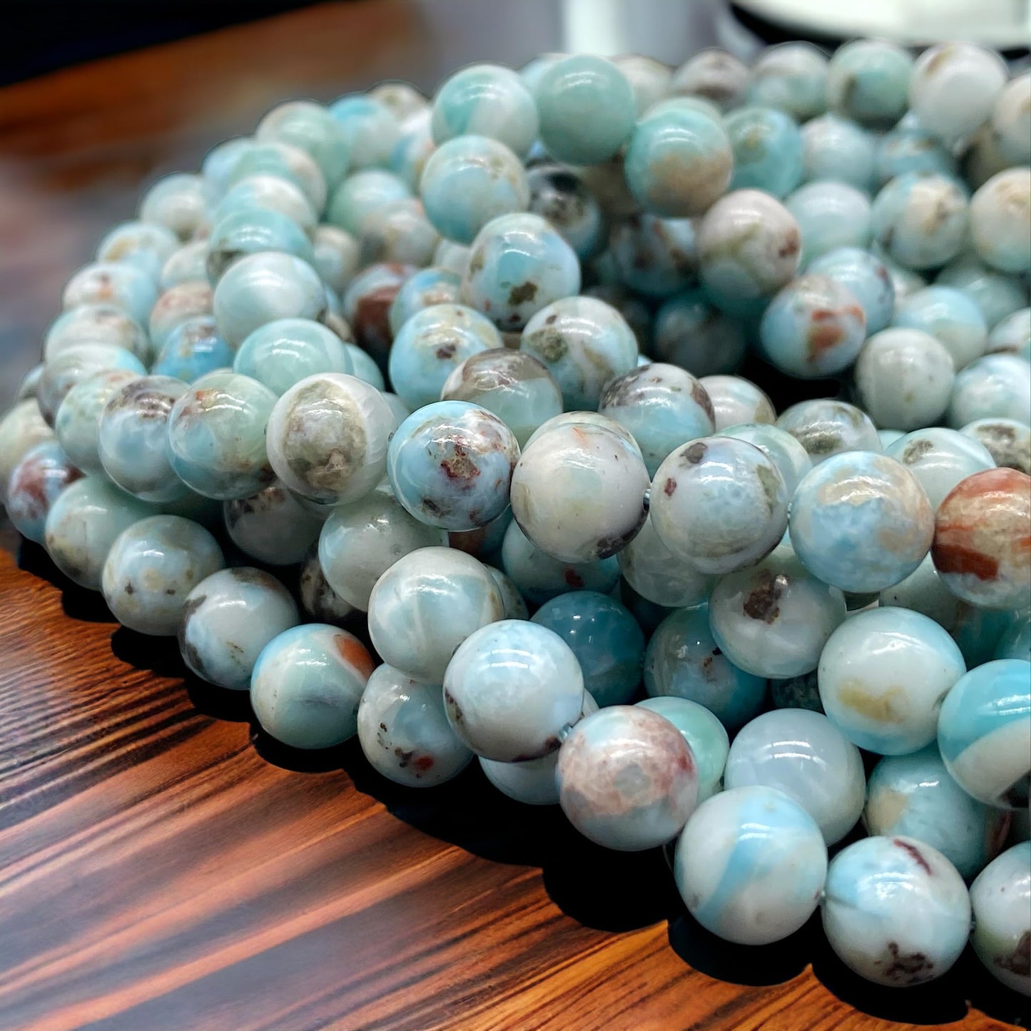 Fil de perles de Larimar 10mm | Amazon