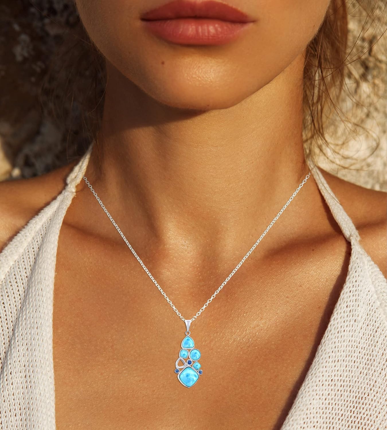 Collana Larimar con Zirconia Blu | Amazon