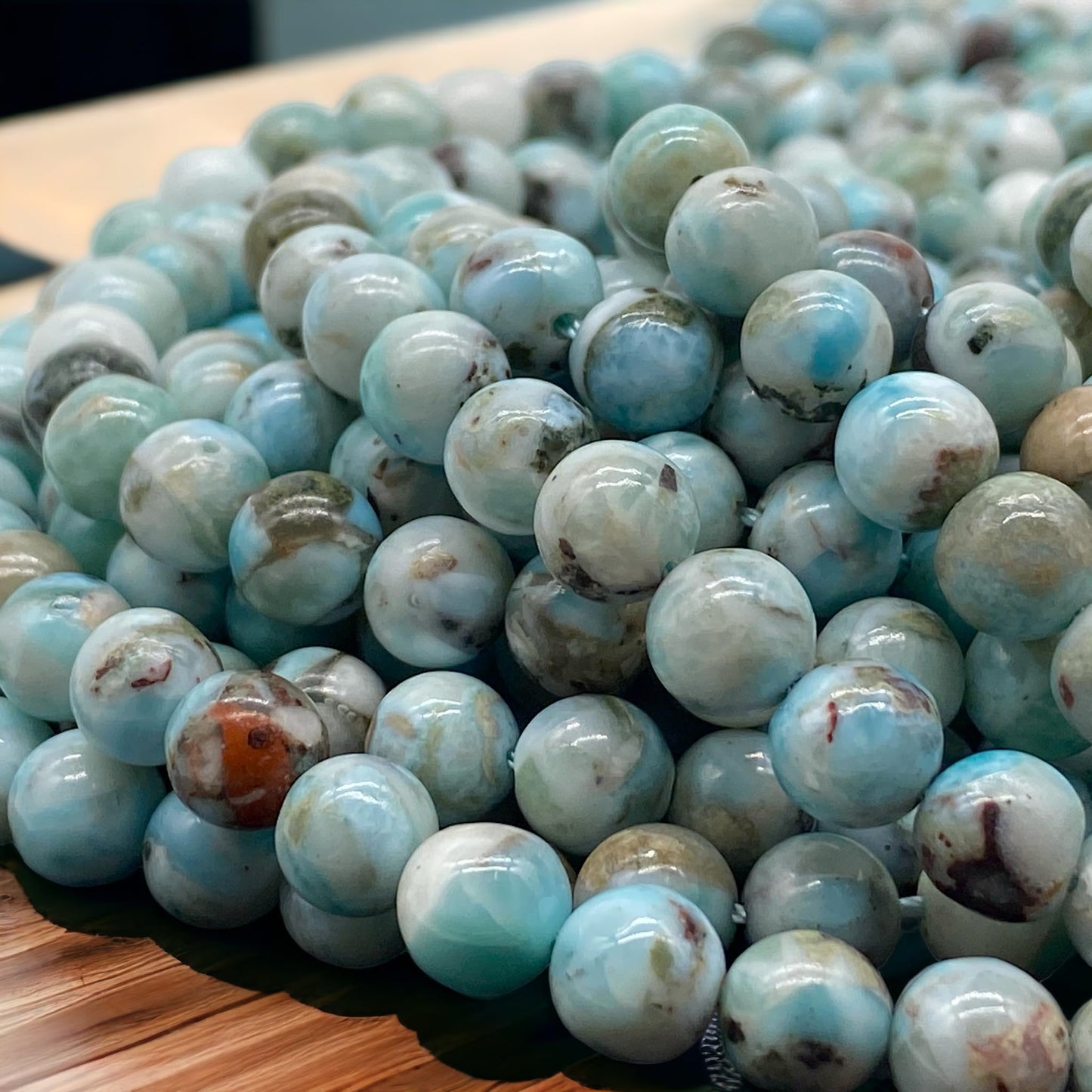 Fil de perles de Larimar 10mm | Amazon