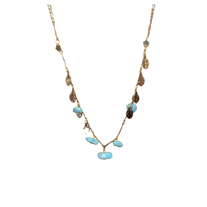 Collana in larimar riempita d'oro – Gioielli in pietra blu caraibica dominicana