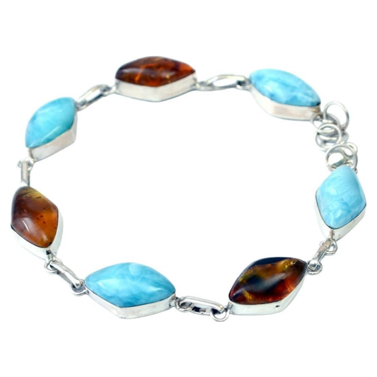 Bracciale Larimar e Ambra in Argento 925 | Amazon