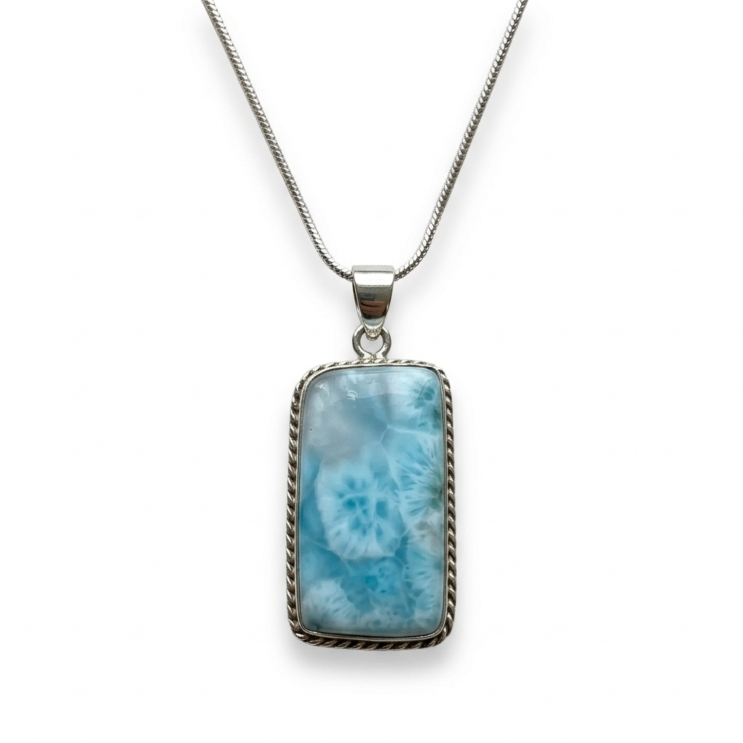Pendente rettangolare in larimar
