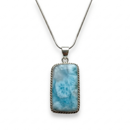 Pendente rettangolare in larimar