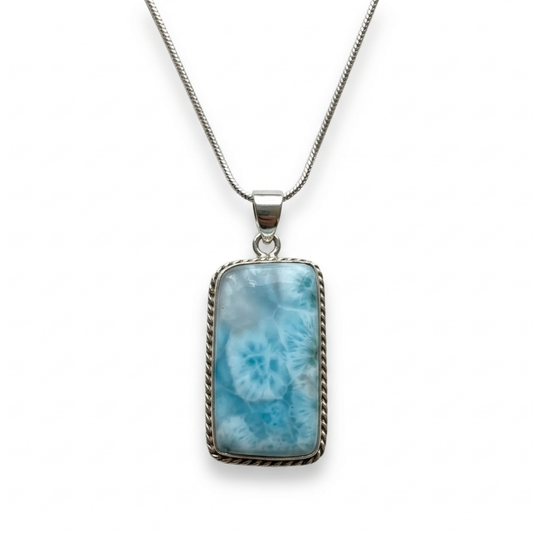 Pendente rettangolare in larimar