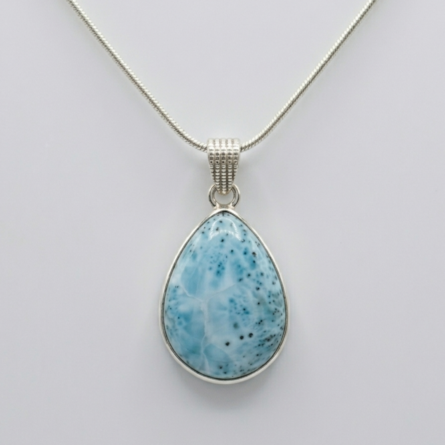 Pendente a goccia in larimar in argento sterling – Gemma blu dominicana