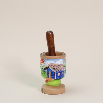 Mini mortier et pilon en bois