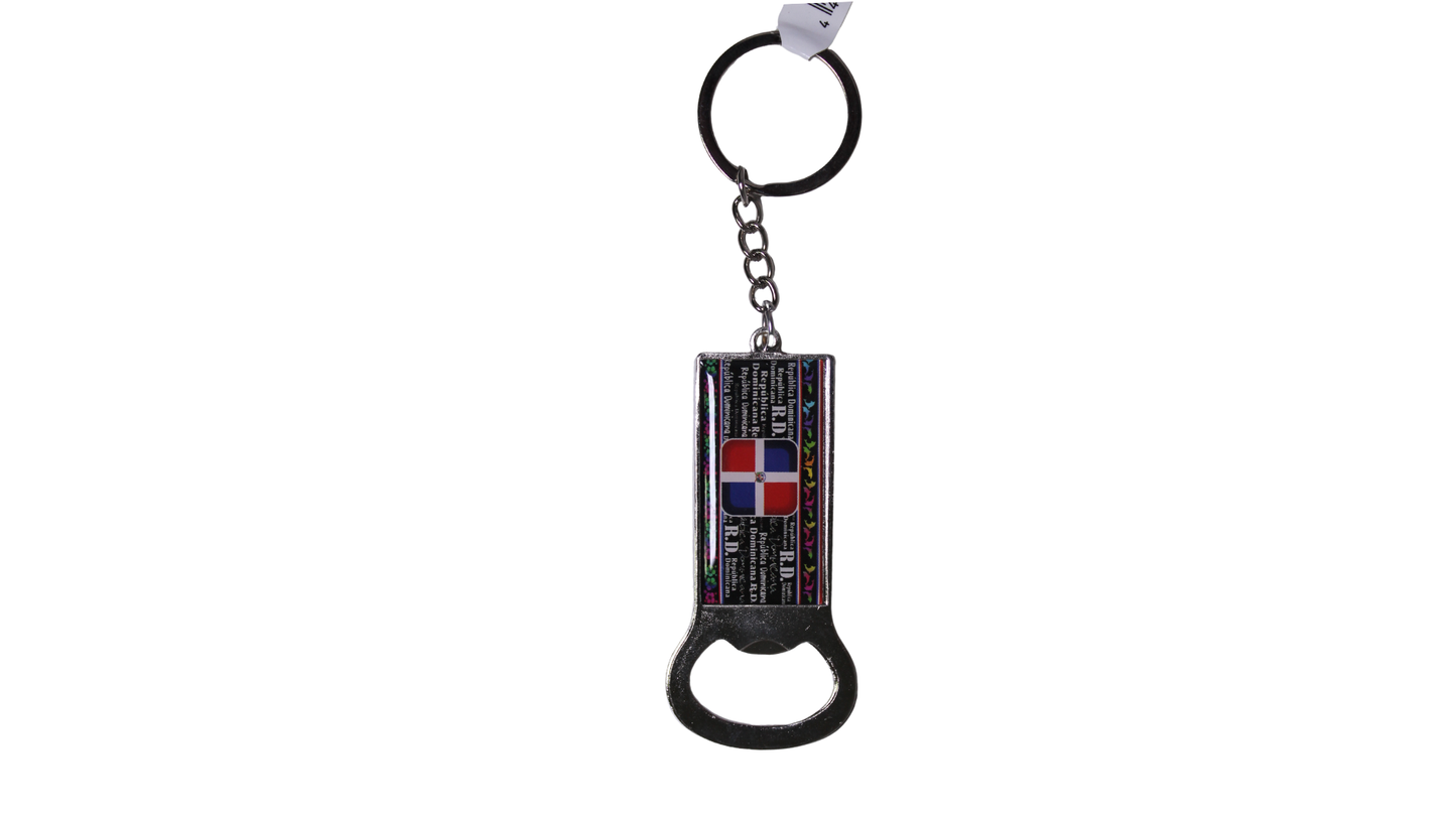 Dominican Flag Keychain Bottle Opener